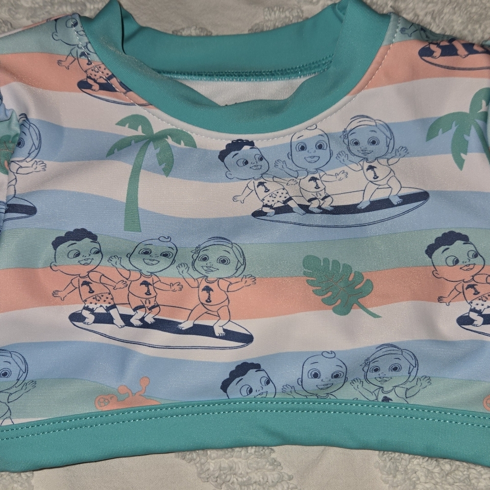 CoComelon 2 Piece Girl's Swim Set Long Sleeve Cut Out In Back Size 2T - Picture 2 of 13